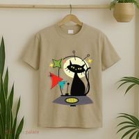 Mid Century Cat Retro Atomic Age Space Modern 50s 60s T-Shirt thumb 2