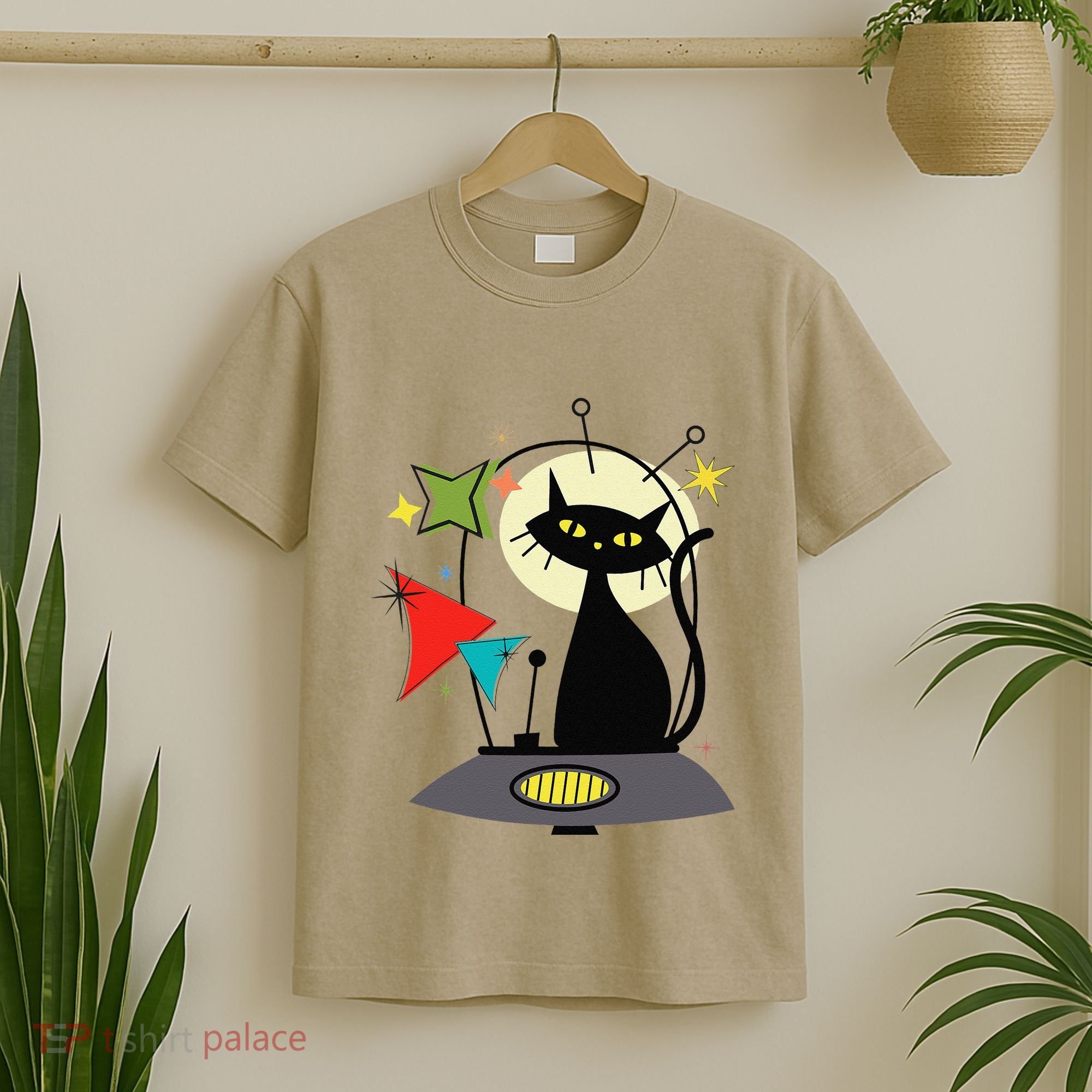Mid Century Cat Retro Atomic Age Space Modern 50s 60s T-Shirt