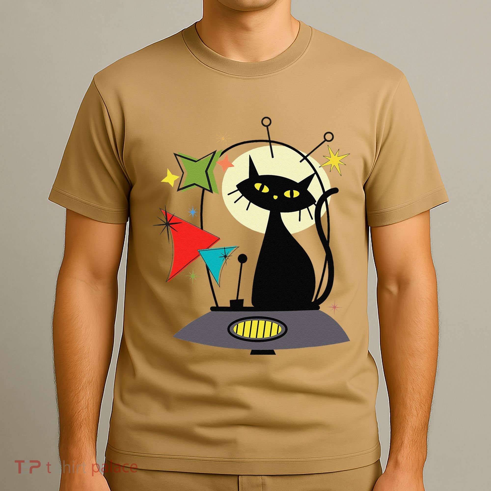 Mid Century Cat Retro Atomic Age Space Modern 50s 60s T-Shirt
