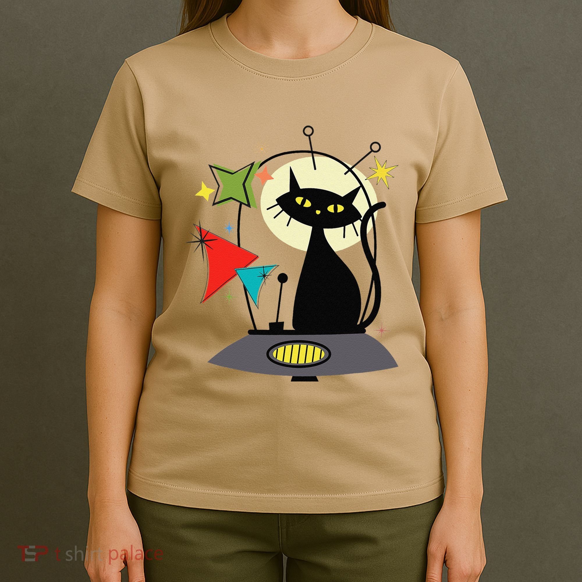 Mid Century Cat Retro Atomic Age Space Modern 50s 60s T-Shirt