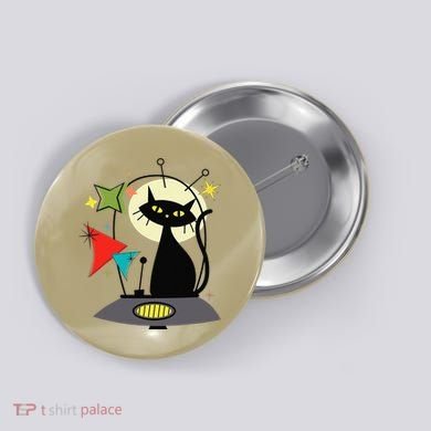 Mid Century Cat Retro Atomic Age Space Modern 50s 60s Button