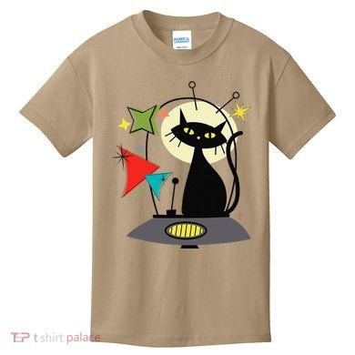 Mid Century Cat Retro Atomic Age Space Modern 50s 60s Kids T-Shirt
