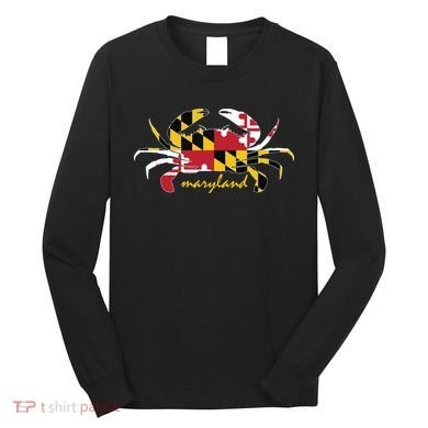 Maryland Crab Cute State Pride Flag Long Sleeve Shirt