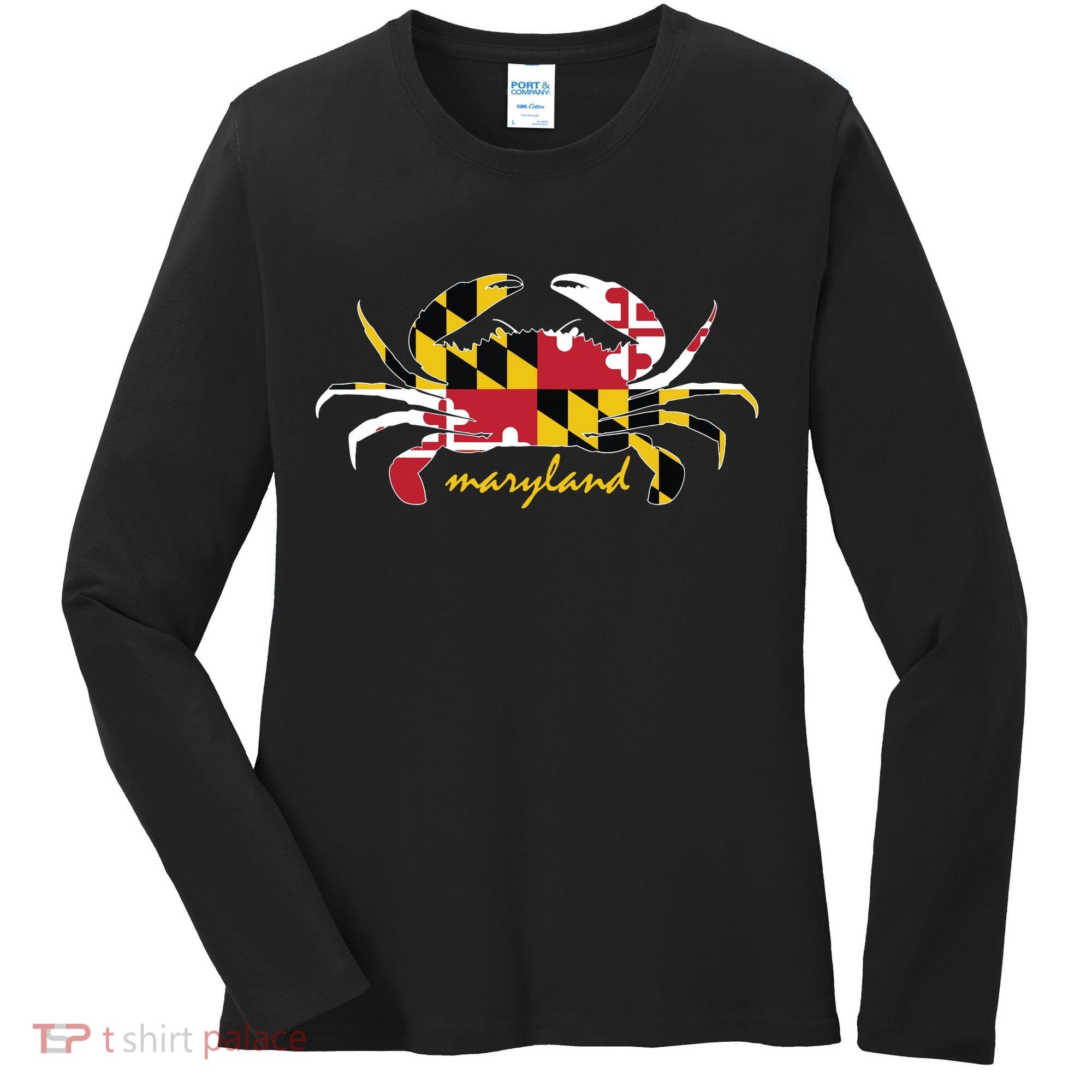 Maryland Crab Cute State Pride Flag Women's Long Sleeve Shirt
