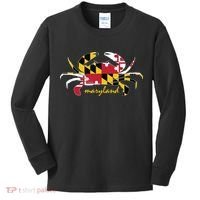 Maryland Crab Cute State Pride Flag Kids Long Sleeve Shirt thumb 0