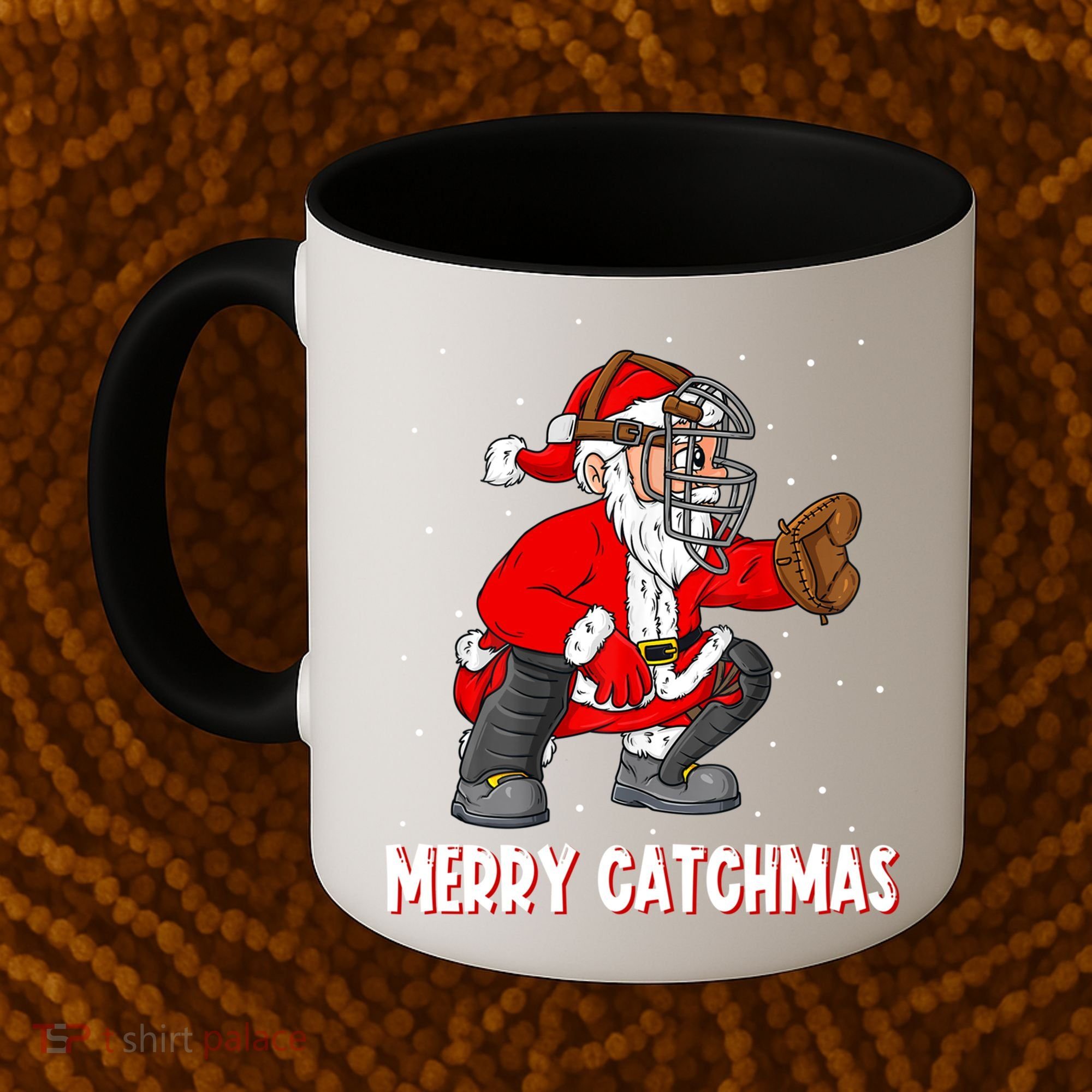 Merry Catchmas Christmas Santa Claus Baseball Catcher Xmas Gift Coffee Mug