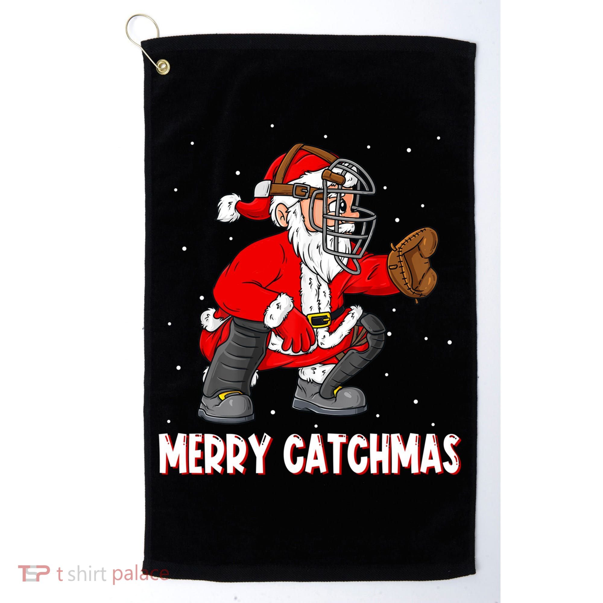 Merry Catchmas Christmas Santa Claus Baseball Catcher Xmas Gift Golf Towel