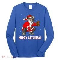Merry Catchmas Christmas Santa Claus Baseball Catcher Xmas Gift Long Sleeve Shirt thumb 0