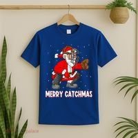 Merry Catchmas Christmas Santa Claus Baseball Catcher Xmas Gift T-Shirt thumb 2