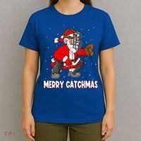 Merry Catchmas Christmas Santa Claus Baseball Catcher Xmas Gift T-Shirt thumb 4