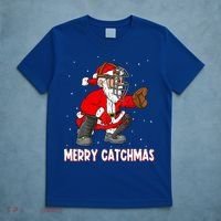 Merry Catchmas Christmas Santa Claus Baseball Catcher Xmas Gift T-Shirt thumb 5