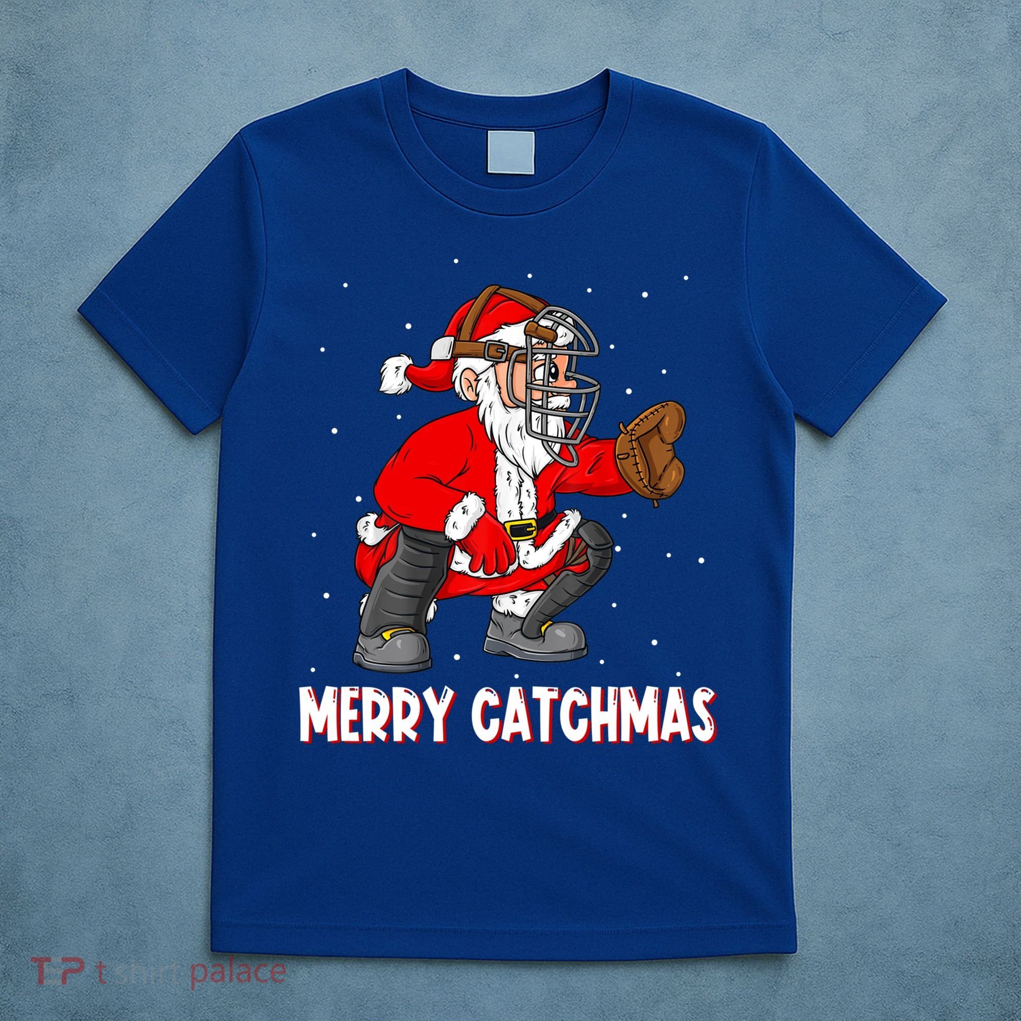 Merry Catchmas Christmas Santa Claus Baseball Catcher Xmas Gift T-Shirt