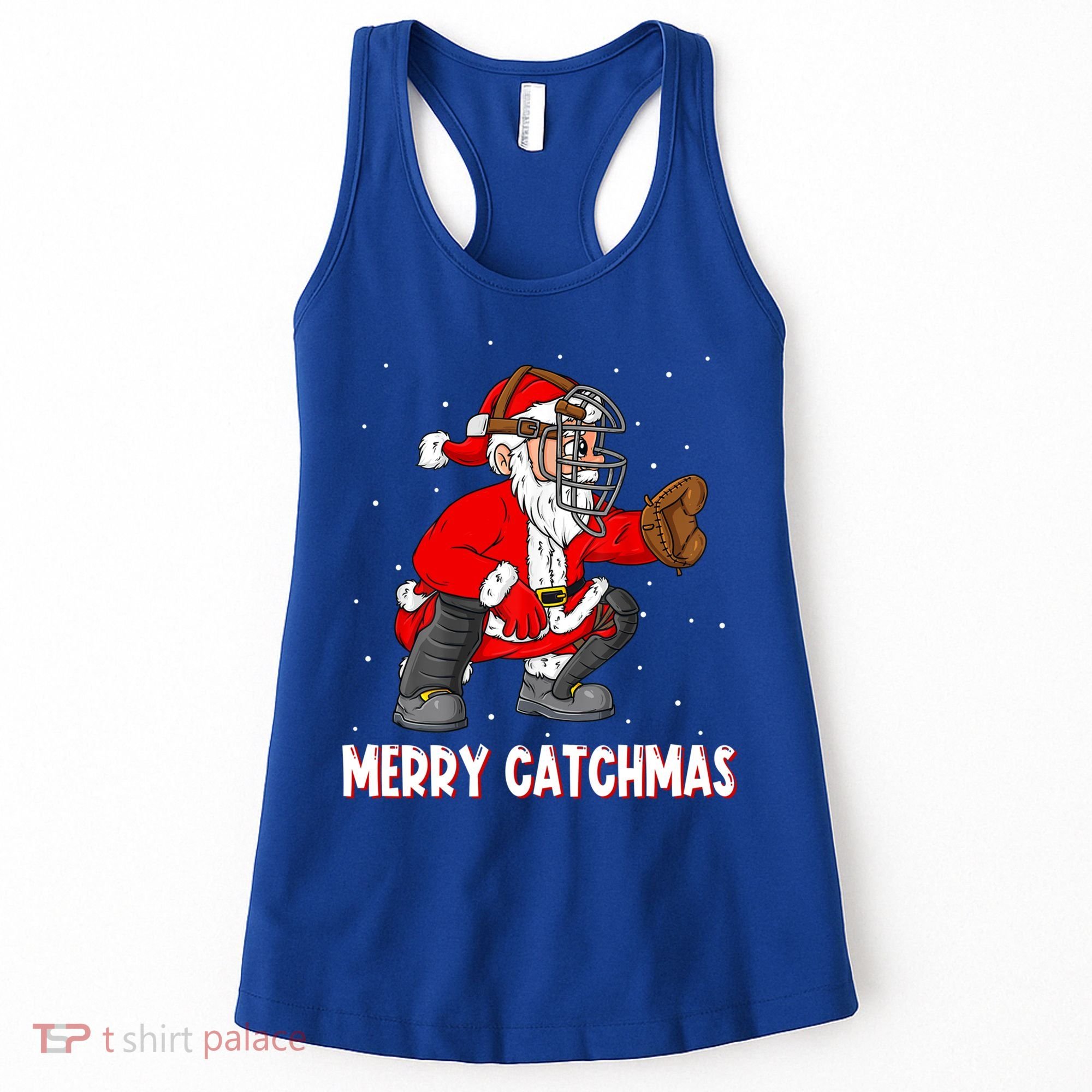 Merry Catchmas Christmas Santa Claus Baseball Catcher Xmas Gift Women's Tank Top