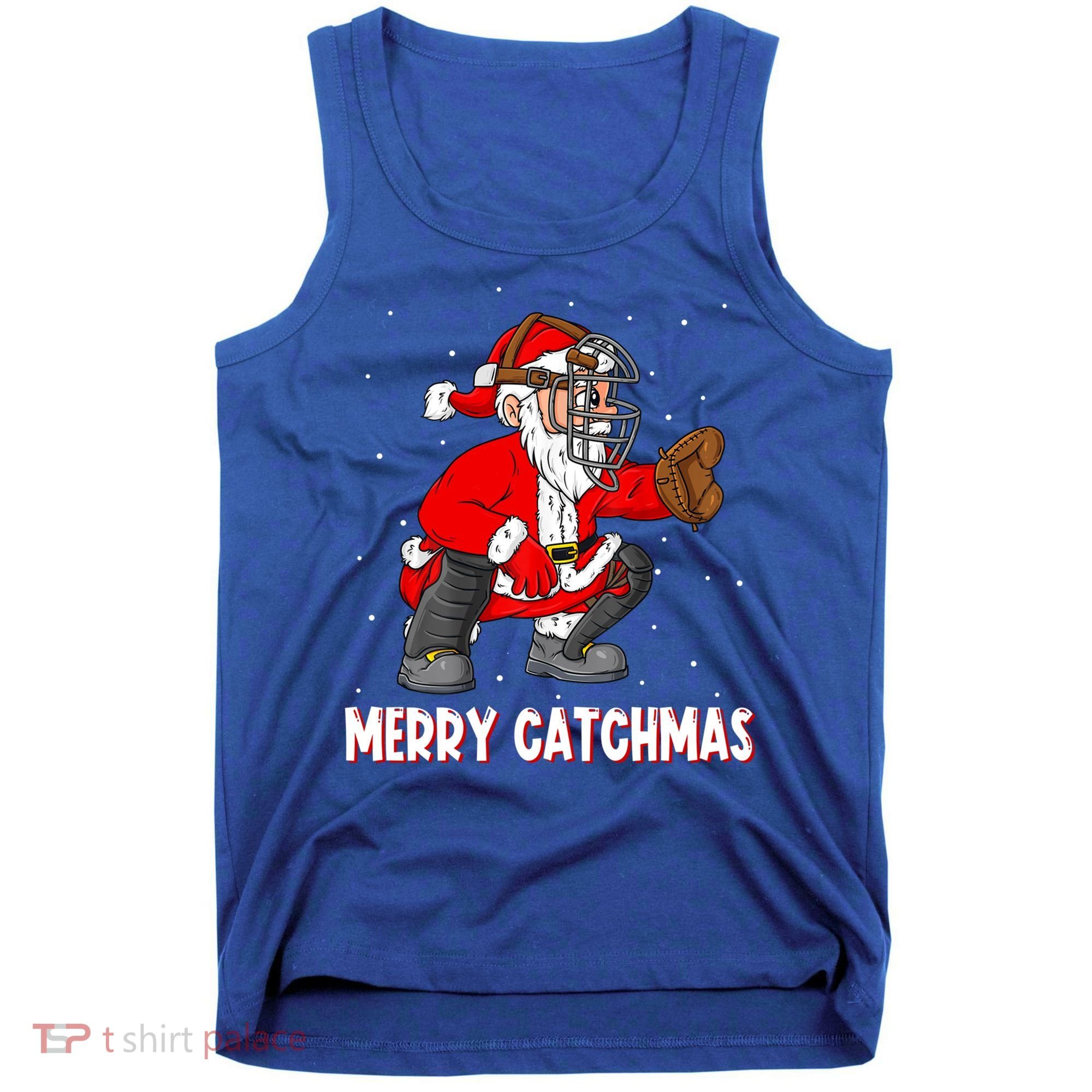 Merry Catchmas Christmas Santa Claus Baseball Catcher Xmas Gift Tank Top
