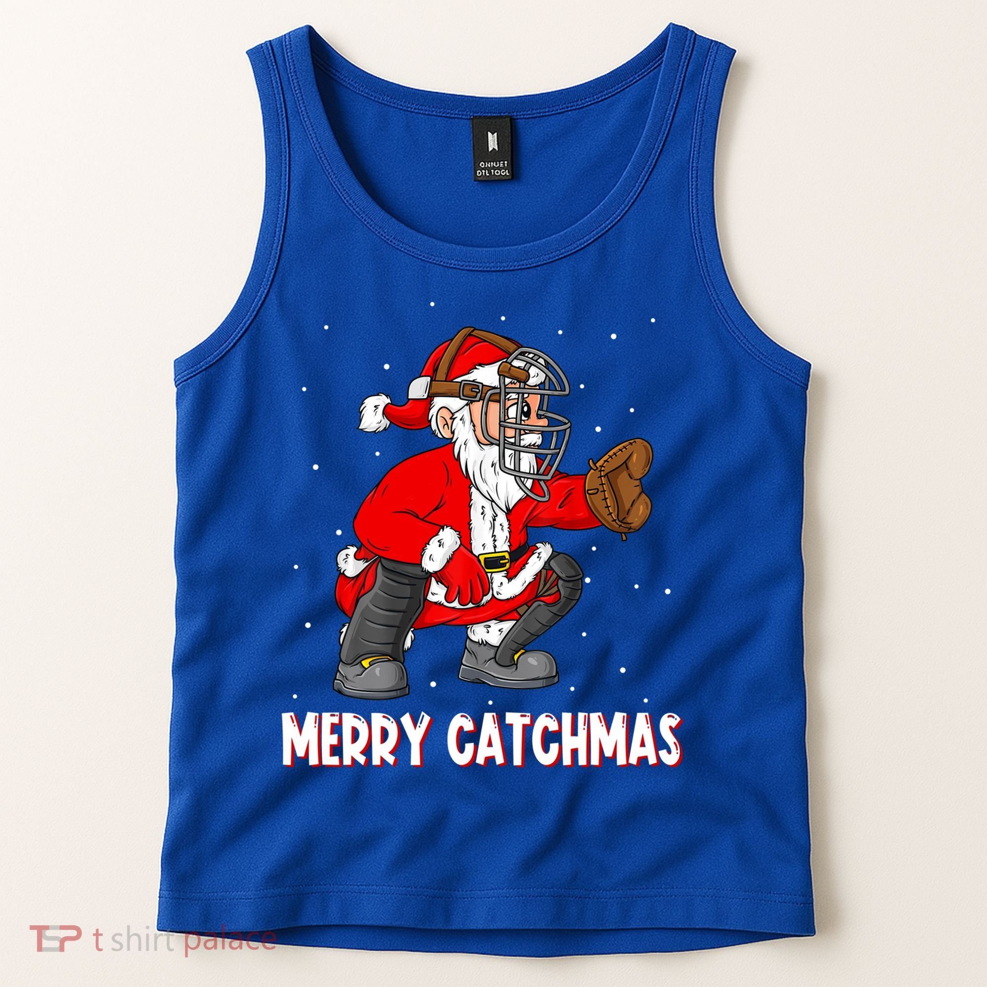 Merry Catchmas Christmas Santa Claus Baseball Catcher Xmas Gift Tank Top