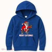 Merry Catchmas Christmas Santa Claus Baseball Catcher Xmas Gift Kids Hoodie thumb 0