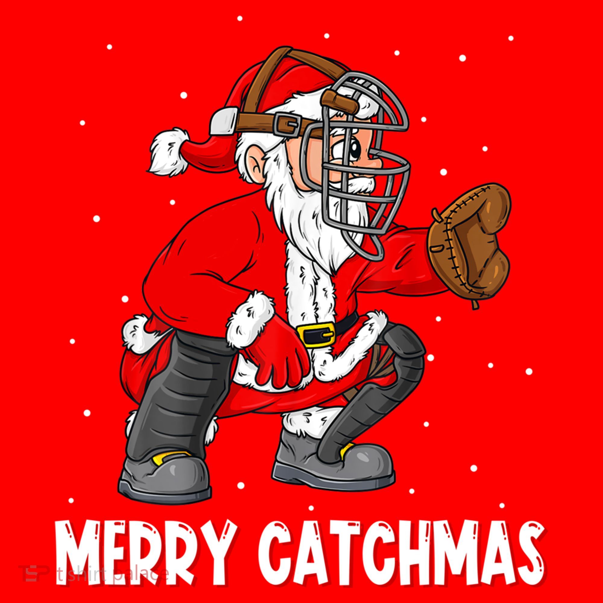 Merry Catchmas Christmas Santa Claus Baseball Catcher Xmas Gift Santa Hat