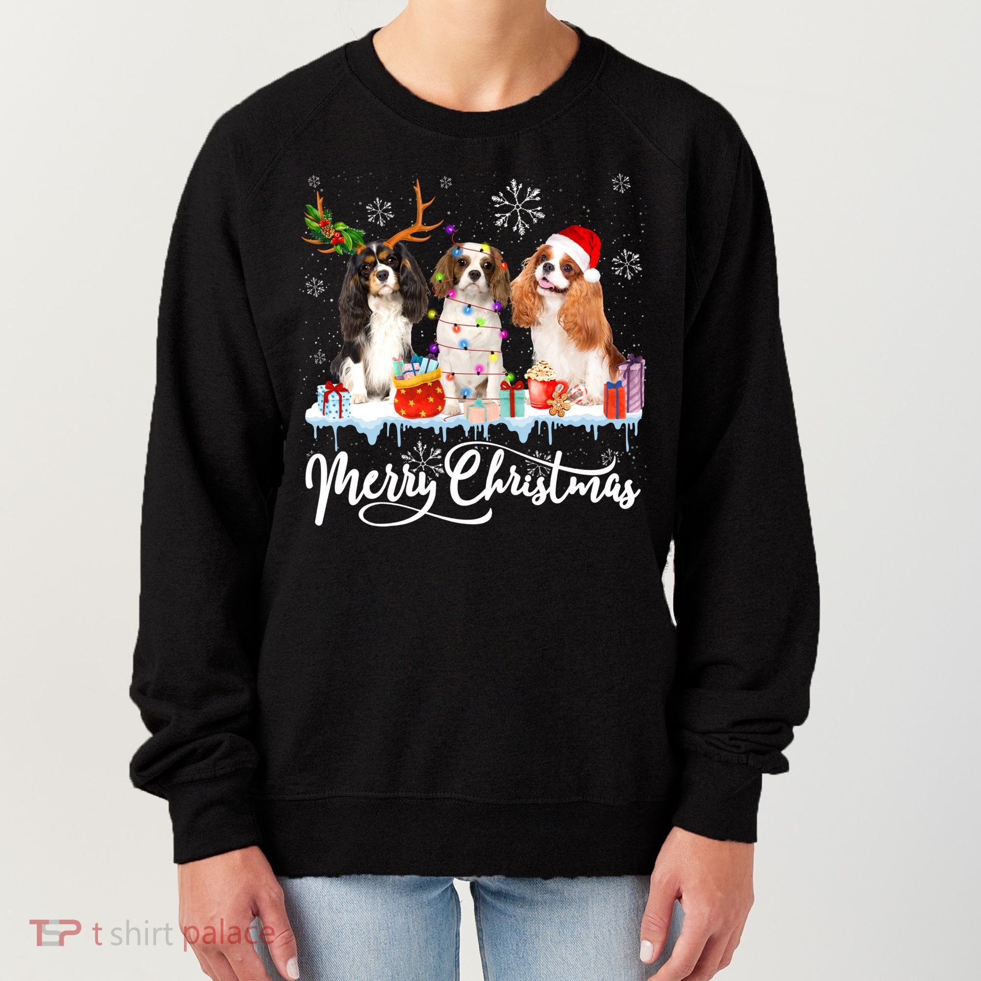 Merry Christmas Cavalier King Charles Spaniel Santa Light Gift Women's Sweatshirt