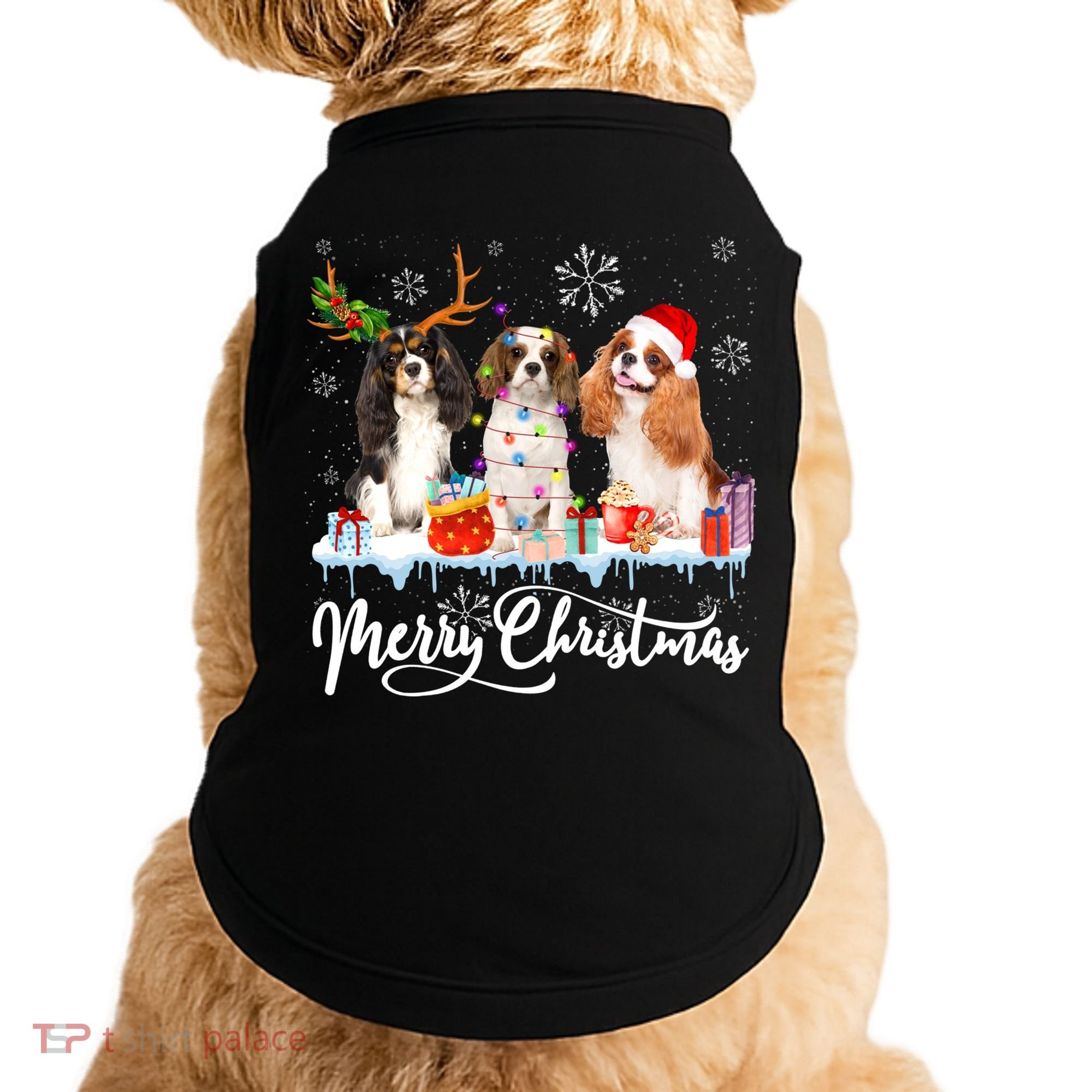 Merry Christmas Cavalier King Charles Spaniel Santa Light Gift Doggie Tank