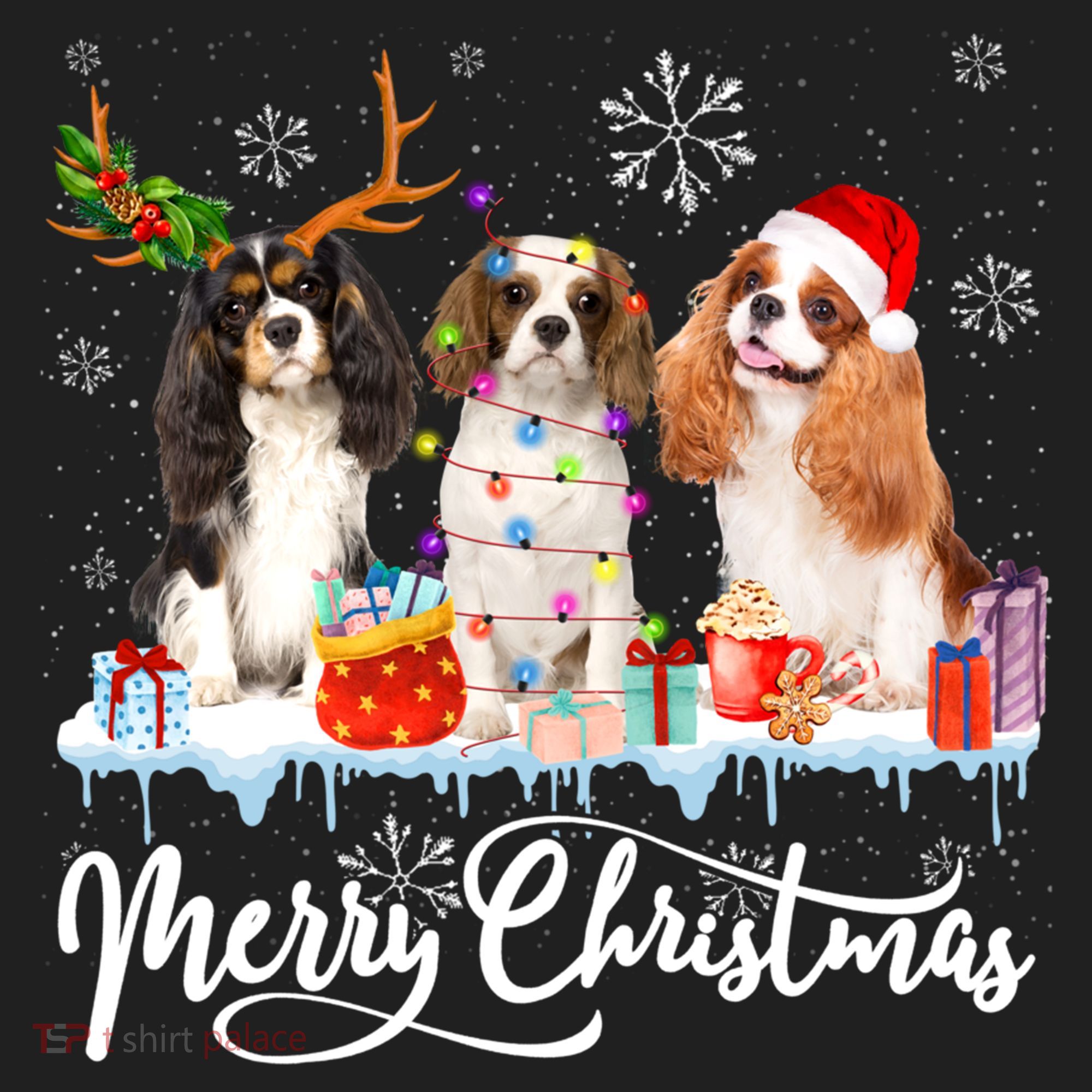 Merry Christmas Cavalier King Charles Spaniel Santa Light Gift Beanie