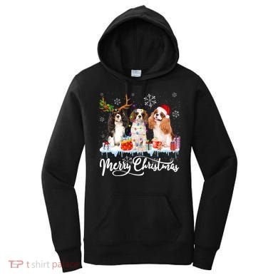 Merry Christmas Cavalier King Charles Spaniel Santa Light Gift Women's Hoodie