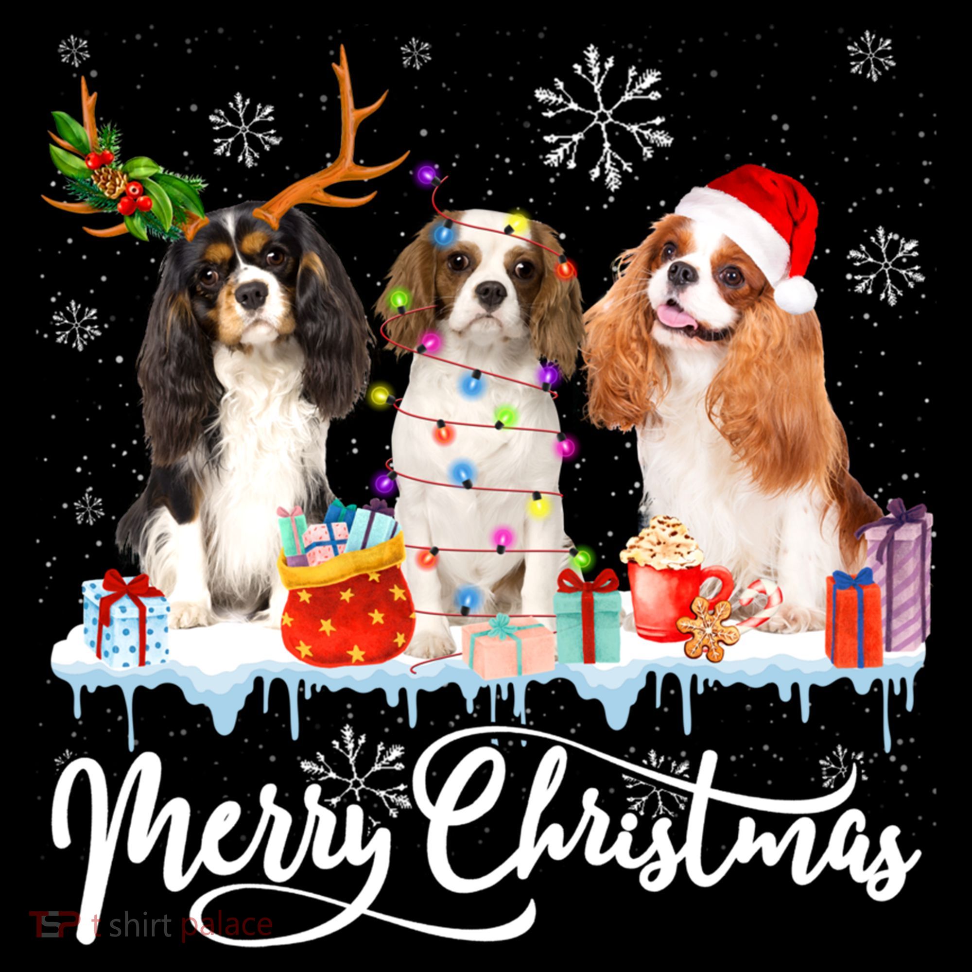 Merry Christmas Cavalier King Charles Spaniel Santa Light Gift Women's Hoodie