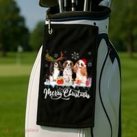 Merry Christmas Cavalier King Charles Spaniel Santa Light Gift Golf Towel thumb 2