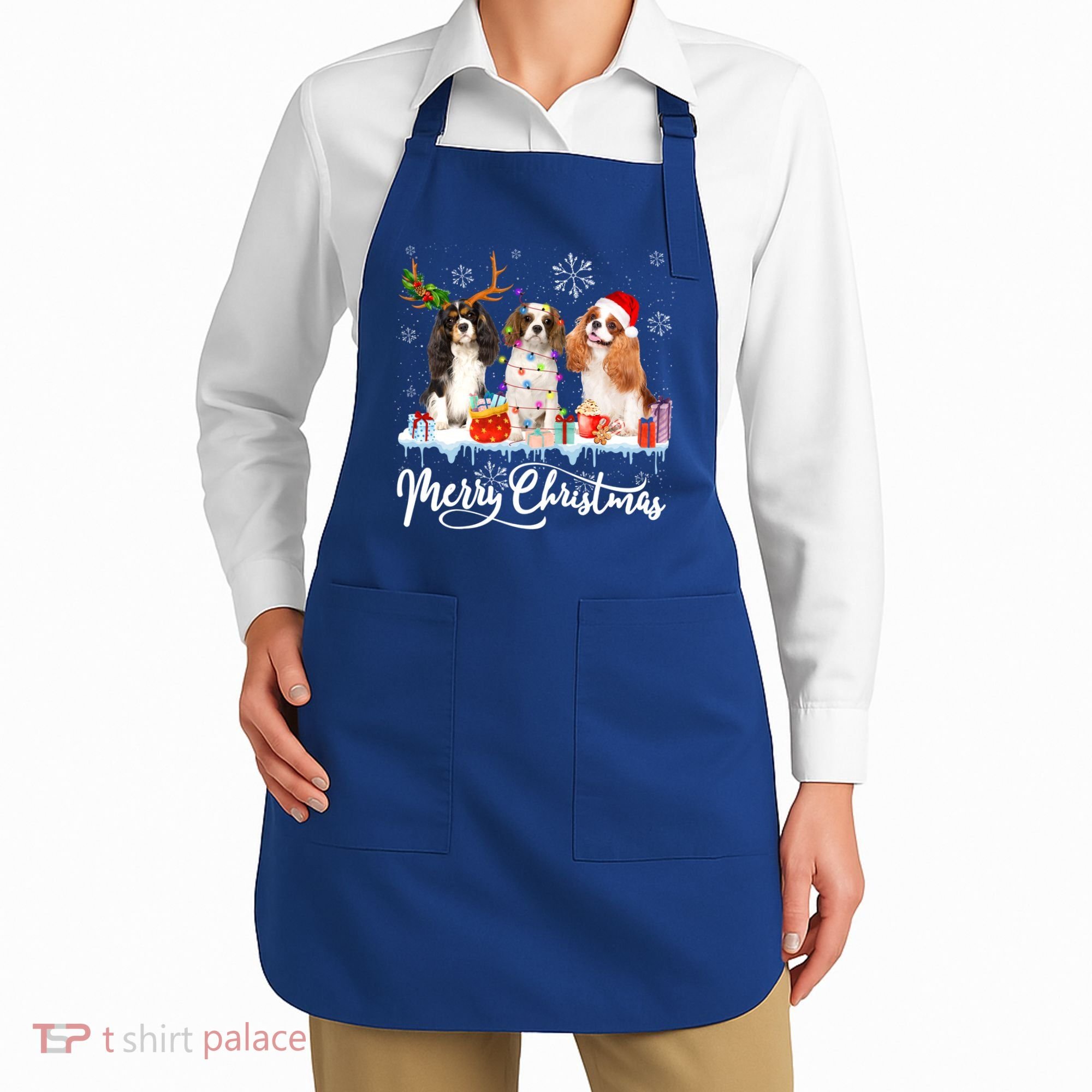 Merry Christmas Cavalier King Charles Spaniel Santa Light Gift Apron