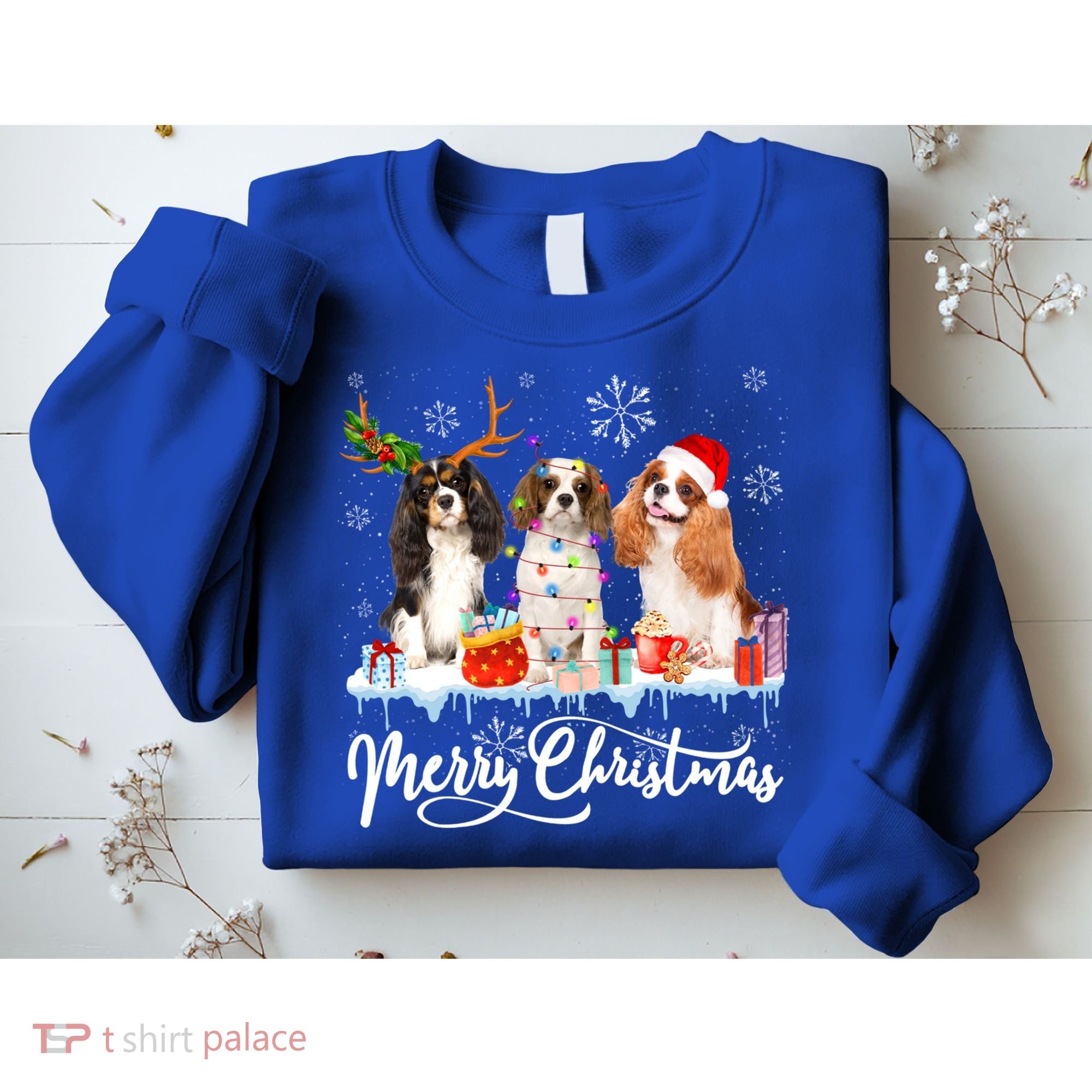 Merry Christmas Cavalier King Charles Spaniel Santa Light Gift Sweatshirt
