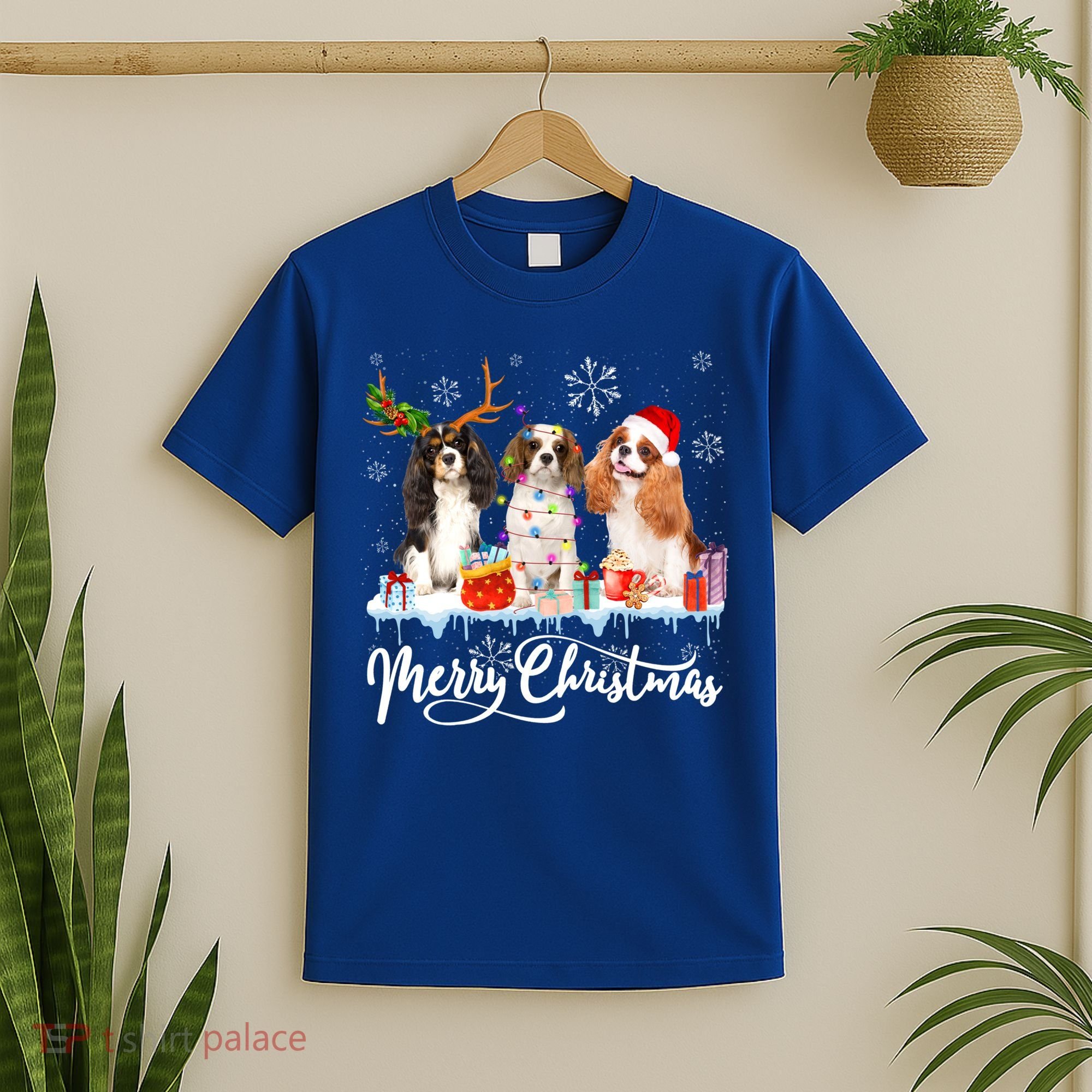 Merry Christmas Cavalier King Charles Spaniel Santa Light Gift T-Shirt
