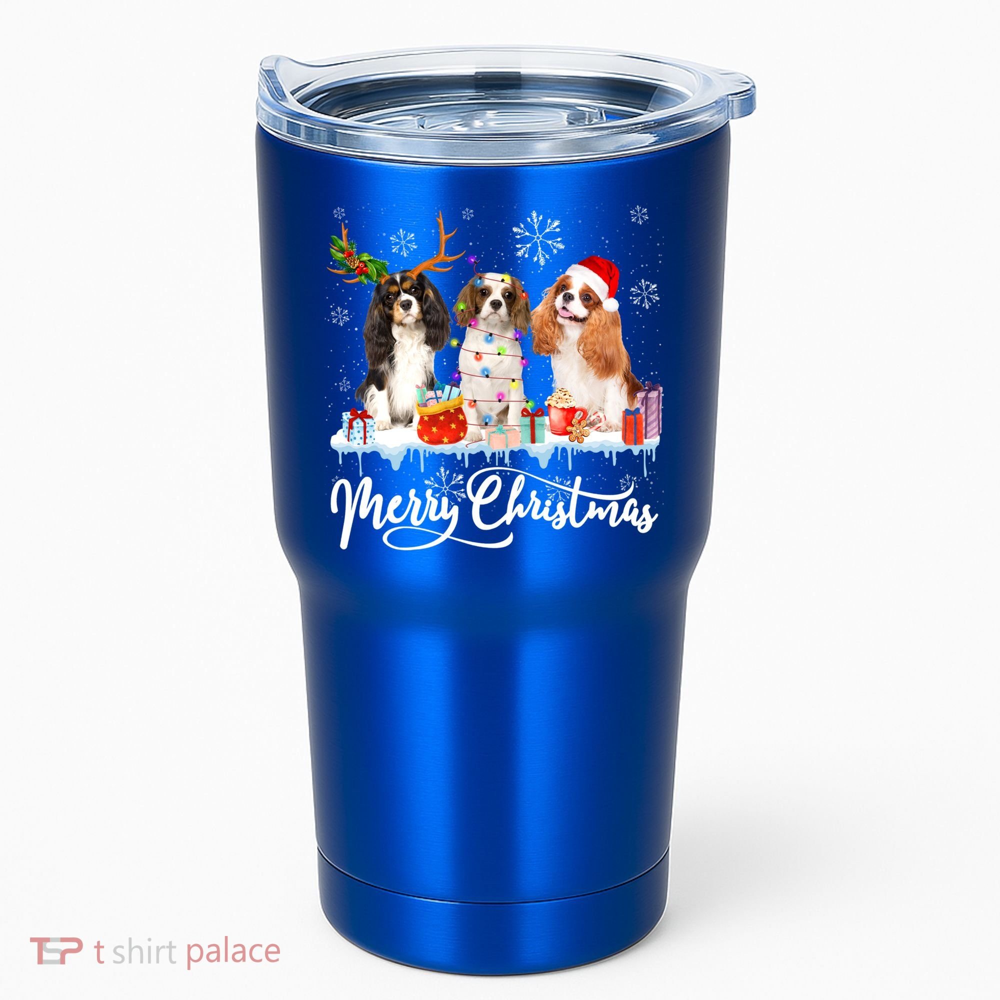 Merry Christmas Cavalier King Charles Spaniel Santa Light Gift Tumbler