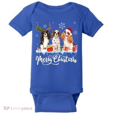 Merry Christmas Cavalier King Charles Spaniel Santa Light Gift Baby Bodysuit