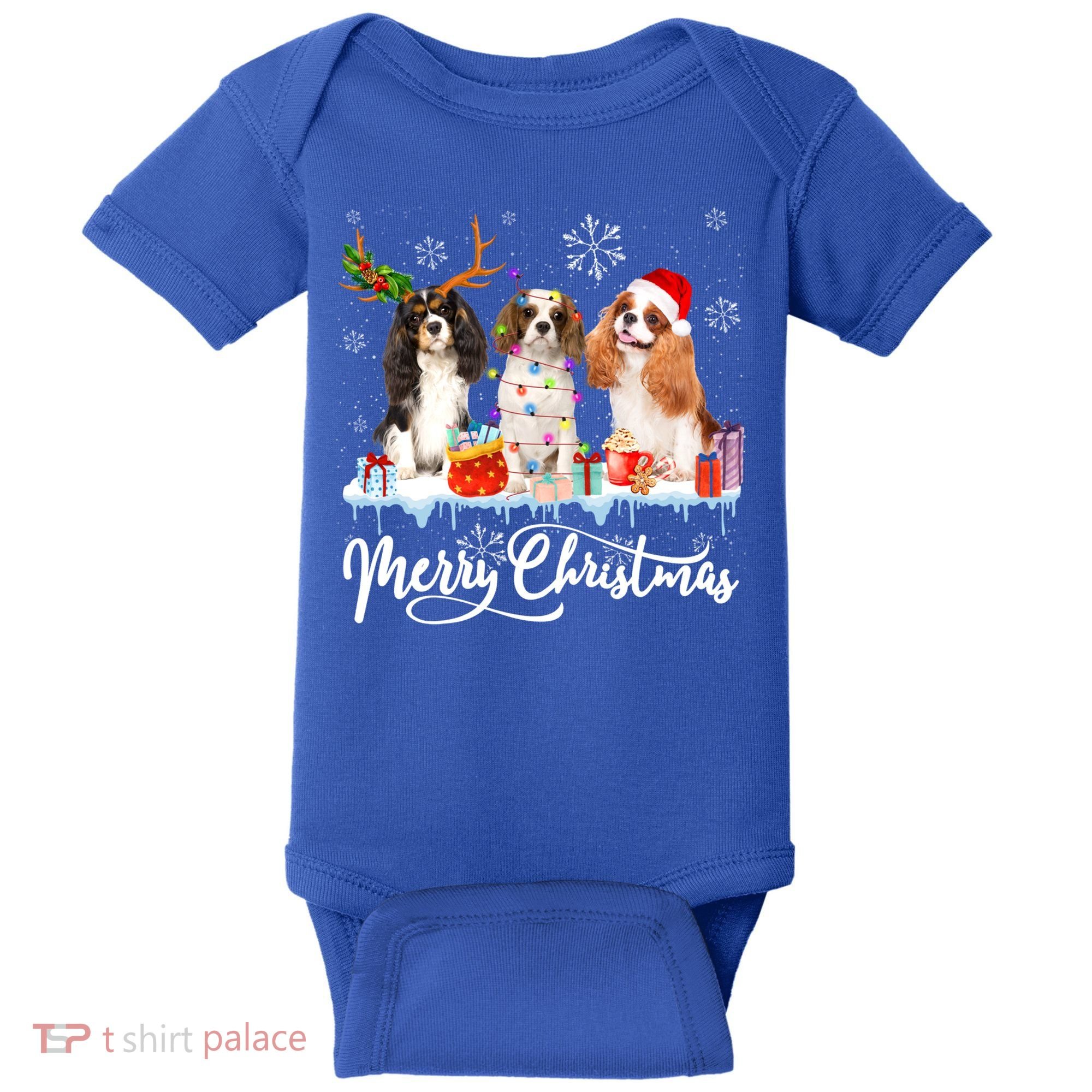 Merry Christmas Cavalier King Charles Spaniel Santa Light Gift Baby Bodysuit