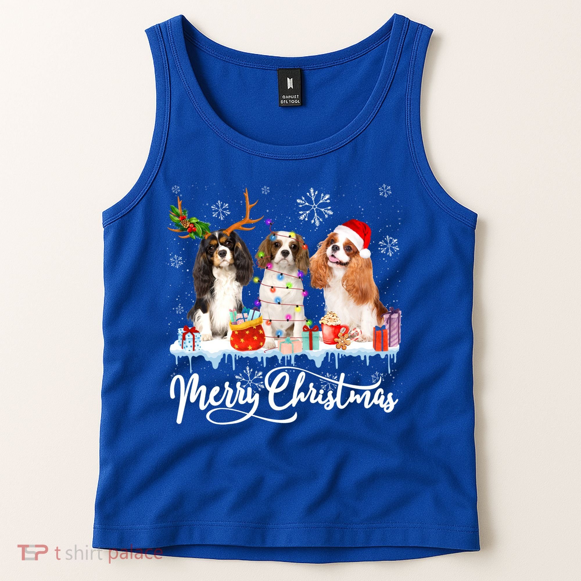 Merry Christmas Cavalier King Charles Spaniel Santa Light Gift Tank Top