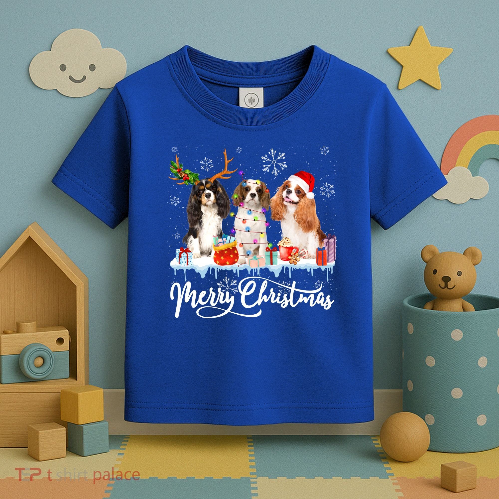 Merry Christmas Cavalier King Charles Spaniel Santa Light Gift Toddler T-Shirt