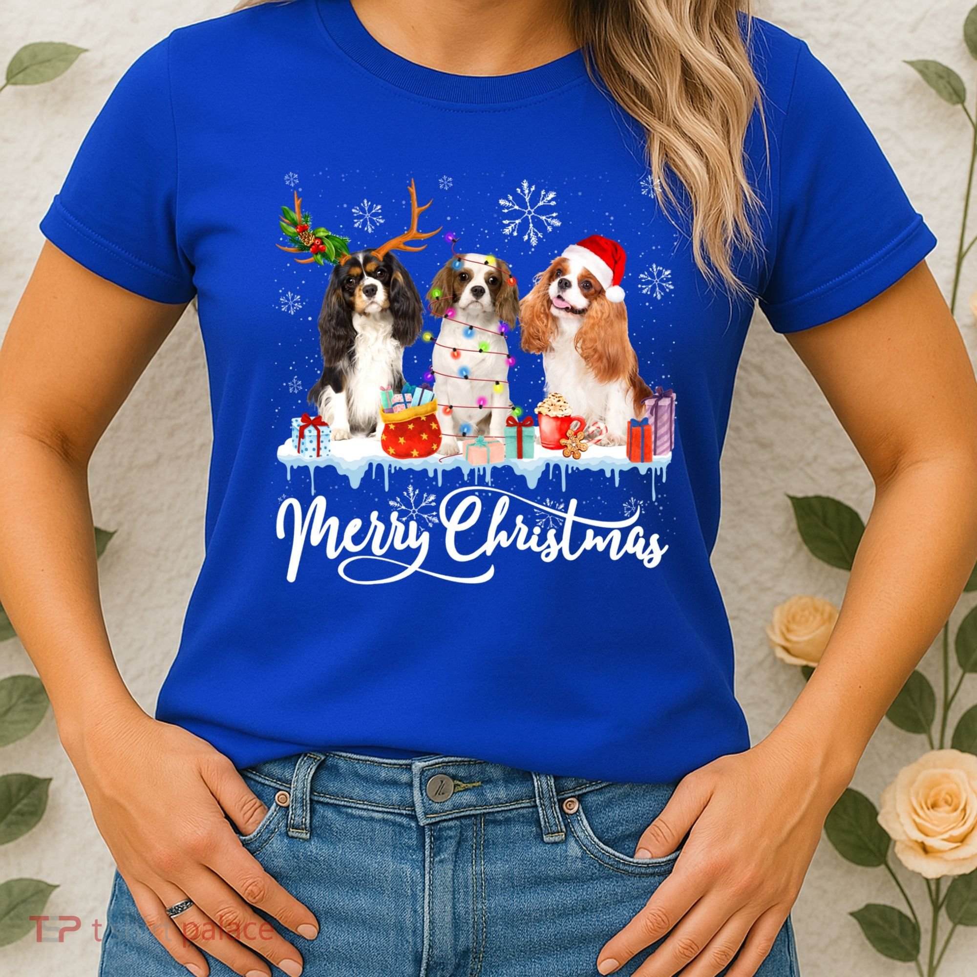 Merry Christmas Cavalier King Charles Spaniel Santa Light Gift Women's T-Shirt