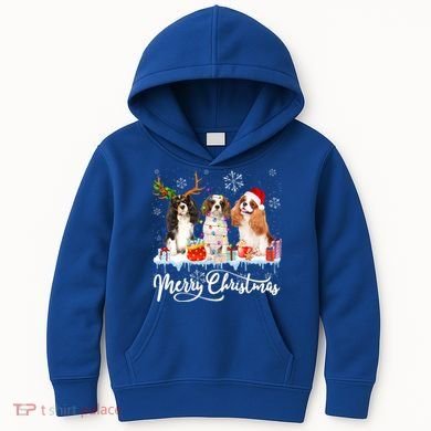 Merry Christmas Cavalier King Charles Spaniel Santa Light Gift Kids Hoodie