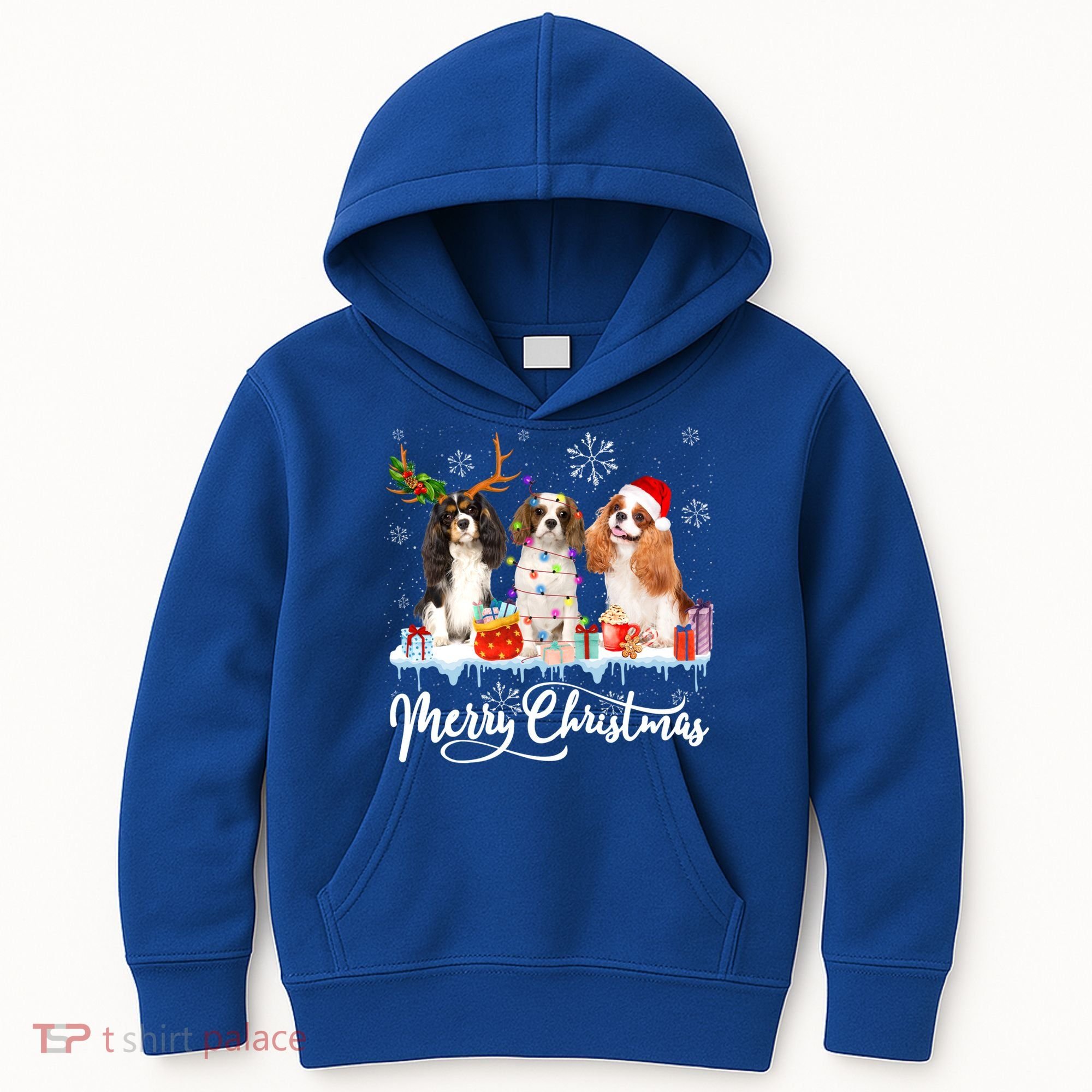 Merry Christmas Cavalier King Charles Spaniel Santa Light Gift Kids Hoodie