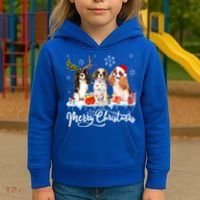 Merry Christmas Cavalier King Charles Spaniel Santa Light Gift Kids Hoodie thumb 3