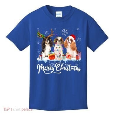 Merry Christmas Cavalier King Charles Spaniel Santa Light Gift Kids T-Shirt
