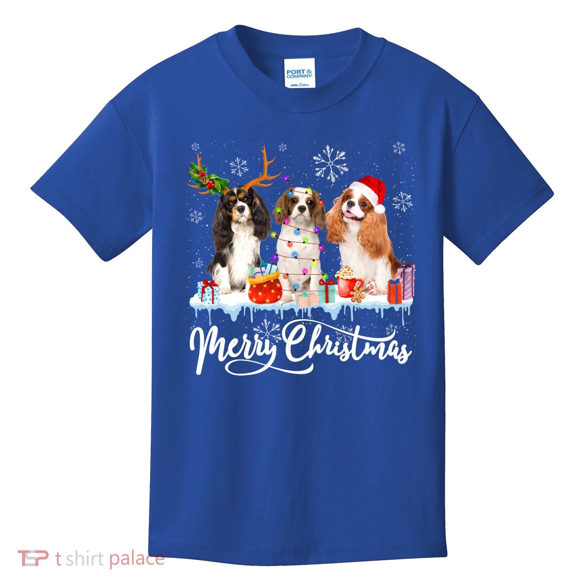 Merry Christmas Cavalier King Charles Spaniel Santa Light Gift Kids T-Shirt