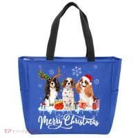 Merry Christmas Cavalier King Charles Spaniel Santa Light Gift Tote Bag thumb 0