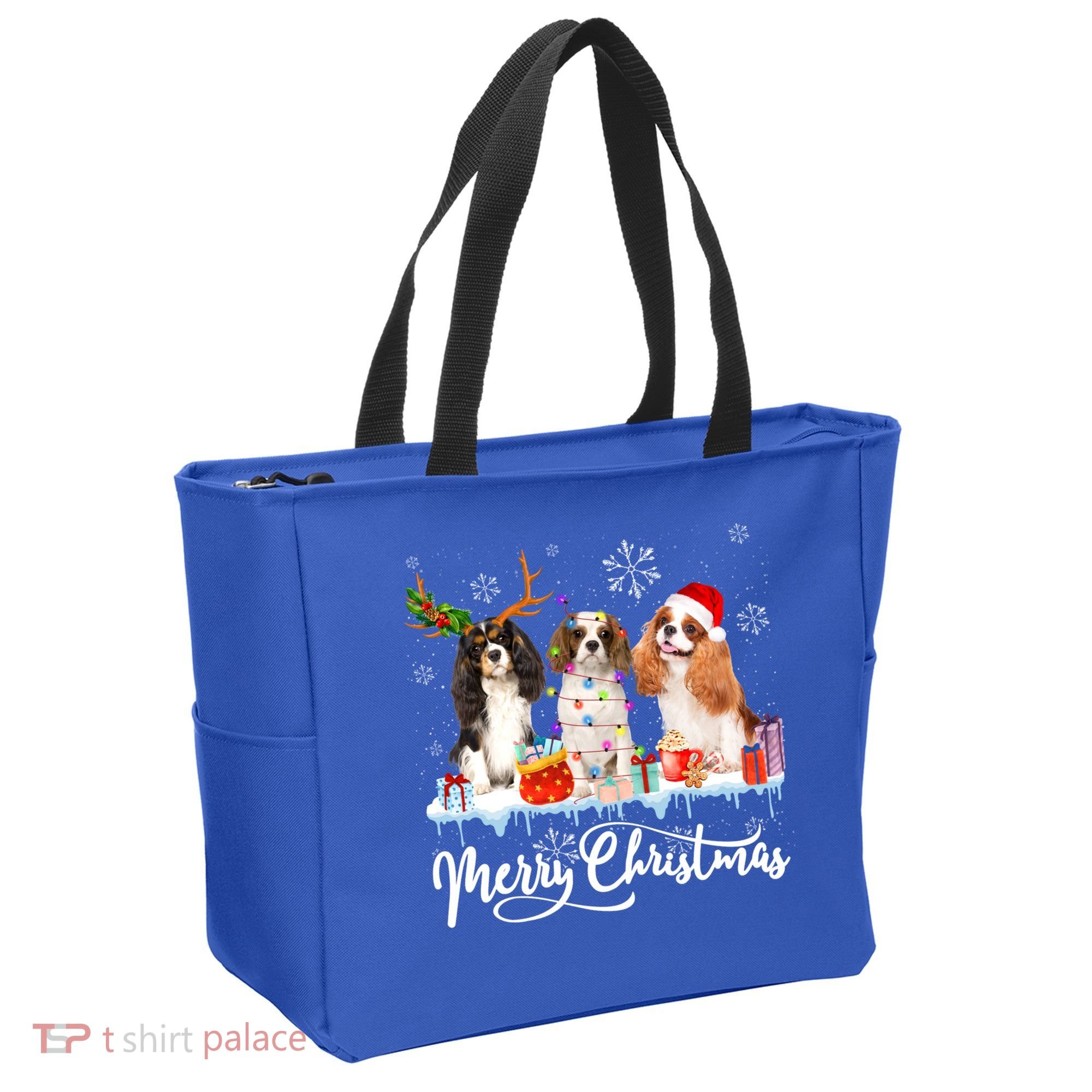 Merry Christmas Cavalier King Charles Spaniel Santa Light Gift Tote Bag