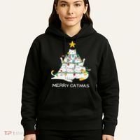 Merry Catmas Cat Christmas Tree Lights Funny Xmas Hoodie thumb 5