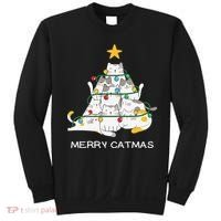 Merry Catmas Cat Christmas Tree Lights Funny Xmas Sweatshirt thumb 0
