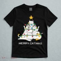 Merry Catmas Cat Christmas Tree Lights Funny Xmas T-Shirt thumb 5