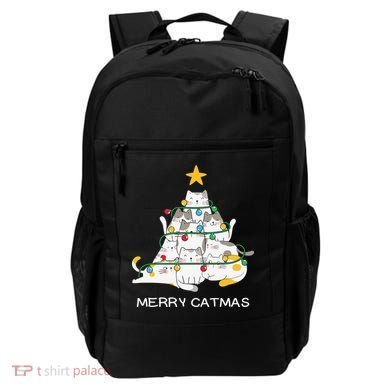Merry Catmas Cat Christmas Tree Lights Funny Xmas Backpack