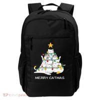 Merry Catmas Cat Christmas Tree Lights Funny Xmas Backpack thumb 0