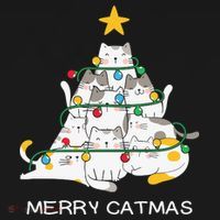 Merry Catmas Cat Christmas Tree Lights Funny Xmas Polo thumb 3