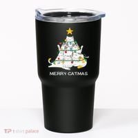 Merry Catmas Cat Christmas Tree Lights Funny Xmas Tumbler thumb 0